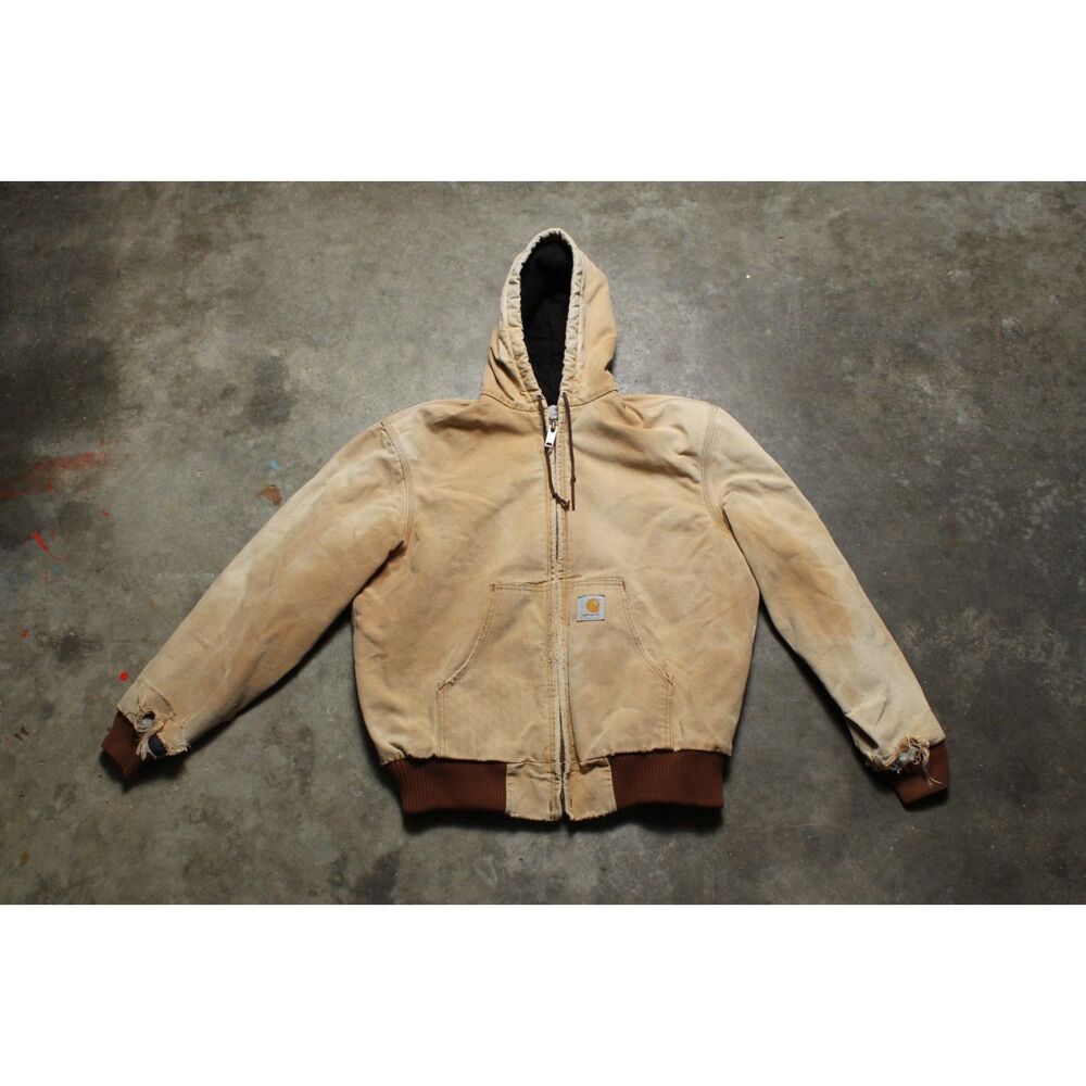 Vintage 90's Thrashed Distressed Carhartt Canvas Quilt-Lined Coat - L / XL